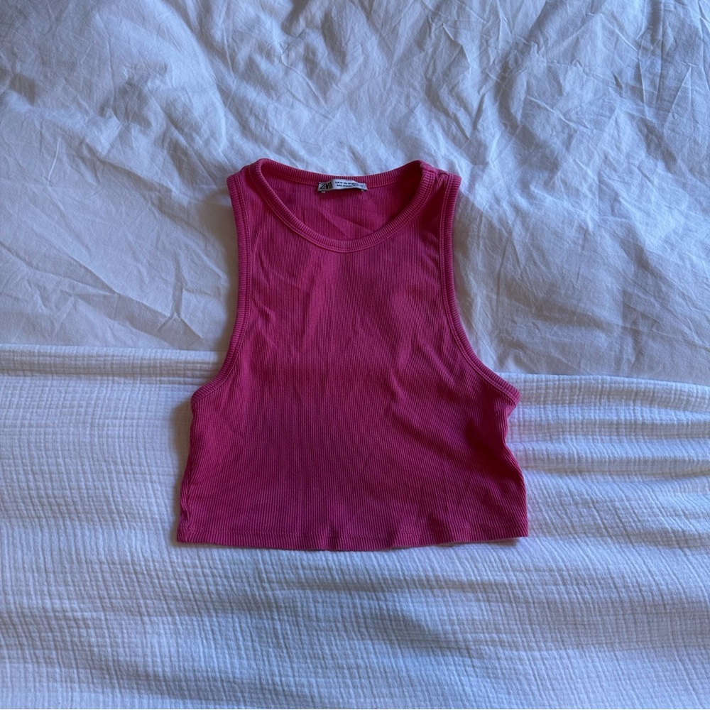 Pink Ribbed Zara Tank Top Size Medium Women's Muscle Shirt